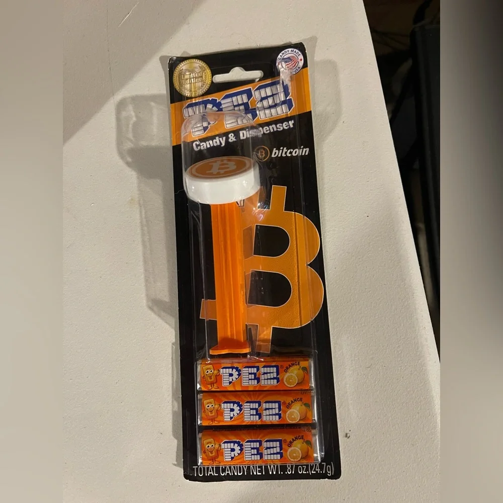 Bitcoin Cryptocurrency Orange PEZ Candy Dispenser Pack - Sealed New